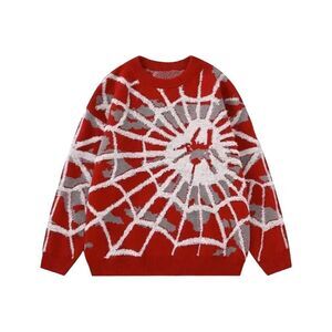 All Print Spider Web Knit Sweater Crewneck Size Medium
